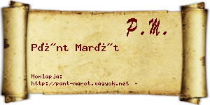 Pánt Marót névjegykártya